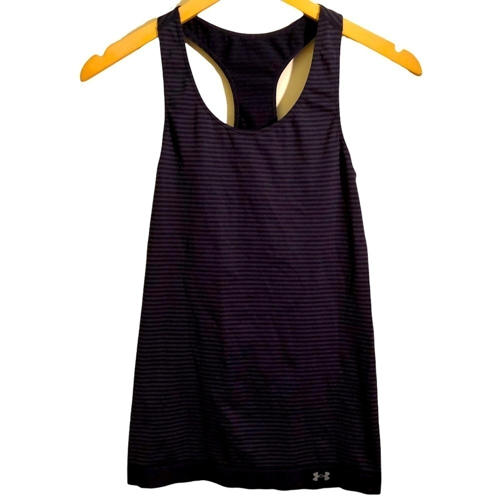 Under Armour Women’s Black and Gray Striped Racerback Tank Size Small